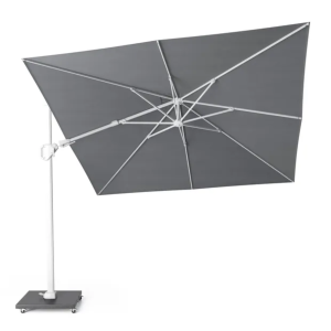 Parasol déporté Challenger T2 premium 3x3m toile Manhattan et mât blanc + pied Modena 120kg