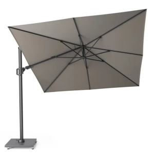 Parasol déporté Challenger T2 premium 3x3m toile Manhattan et mât anthracite + pied Modena 120kg