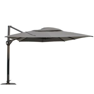 Parasol déporté Siesta 3x3m - Toile charcoal et Mât anthracite + pied125 kg