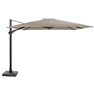 Parasol déporté Siesta Premium 3x3m - Toile Taupe et Mât anthracite + pied125 kg