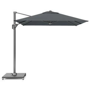 Parasol déporté Voyager T1 250x250cm toile anthracite et mât anthracite + pied Modena 90kg