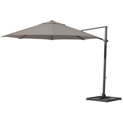 Parasol déporté Siesta Premium 3x3m - Toile taupe et Mât anthracite (pied non inclus)