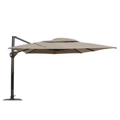 Parasol déporté Siesta 3x3m - Toile Taupe et Mât anthracite + pied 90kg