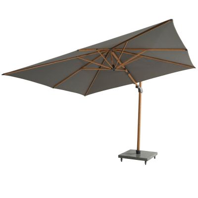 Parasol déporté Siesta Premium 3x3m Toile Charcoal et mât Woodlook (pied non inclus)