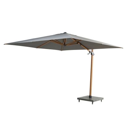 Parasol déporté Siesta Premium 3x3 m - Toile Charcoal et Mât Woodlook + pied de 125 kg