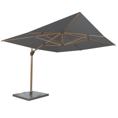 Parasol déporté Hacienda 3x4 m - Toile Charcoal et Mât Woodlook + Pied 125 kg