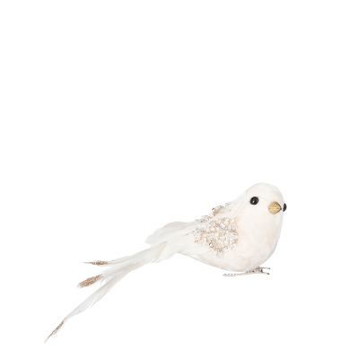 Oiseau de Noël blanc cassé avec clip 