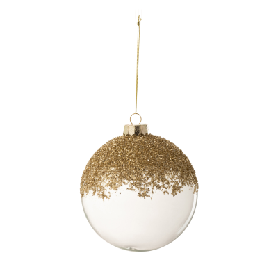 Boule de Noël transparente avec paillettes dorées M