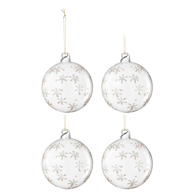 Lot de 4 boules de Noël transparentes à motifs 