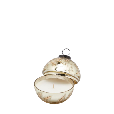 Bougie boule de Noël en verre doré d9cm