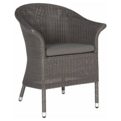 Fauteuil de jardin en osier Glen gris basalte avec coussin