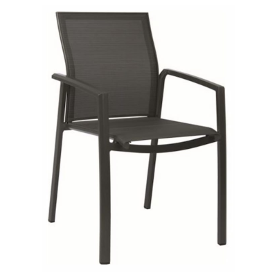 Fauteuil de jardin empilable Kari anthracite textilène carbone