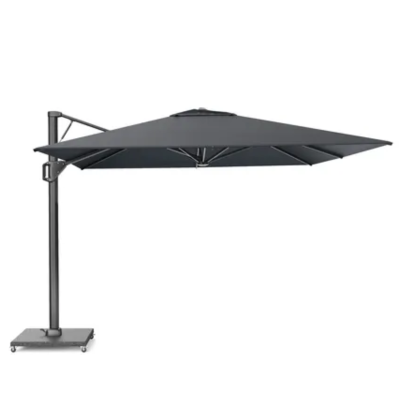 Parasol déporté Beaufort premium 320x320cm toile Faded Black et mât anthracite + pied Modena 150kg