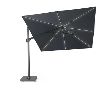 Parasol déporté Challenger T2 glow 3x3m toile anthracite et mât anthracite + pied Modena 120kg 