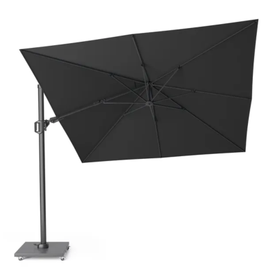 Parasol déporté Challenger T2 premium 3x3m toile Faded Black et mât anthracite + pied Modena 90kg