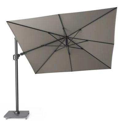 Parasol déporté Challenger T2 premium 3x3m toile Manhattan et mât anthracite + pied Modena 90kg