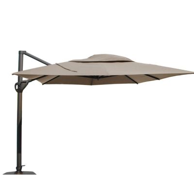 Parasol déporté Hacienda 3x4m - Toile Taupe et mât anthracite + pied de 125 kg