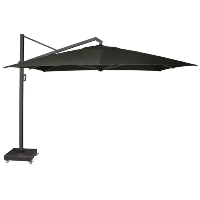 Parasol déporté Icon premium 4x3m toile Faded Black et mât anthracite + pied Modena 150kg