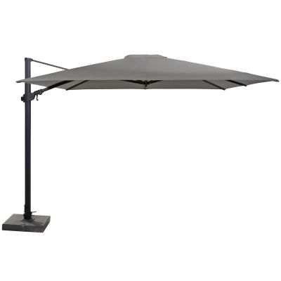 Parasol déporté Siesta Premium 3x3m - Toile charcoal et Mât anthracite + pied 125 kg