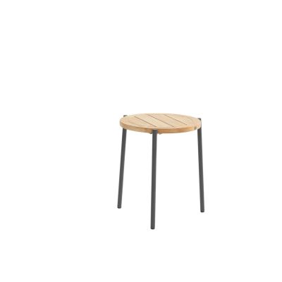 Table d'appoint Yoga anthracite plateau teak Ø45cm H55 